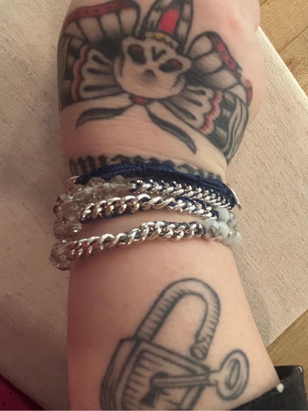 Chloe + Isabel Silver Delicate Bead & Chain Multi-Wrap Bracelet - EUC
